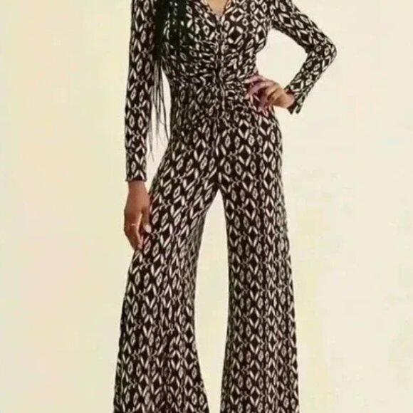 FREE PEOPLE shayla brown black jumpsuit size XL black and brown - Picture 3 of 8